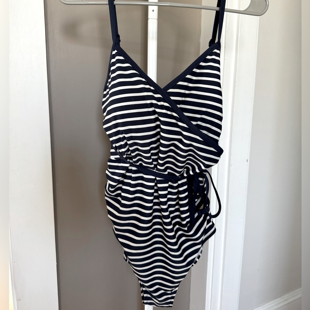 Gap Maternity Navy with white stripes bathing suit